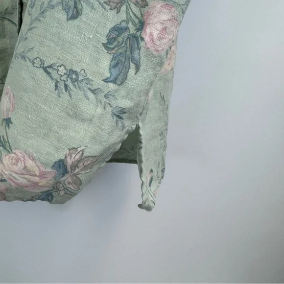 Lauren Ralph Lauren Mint Green Floral Tropical Linen Top Women’s Size Small - Picture 8 of 14